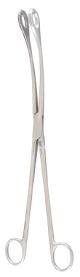 Placenta Forceps Miltex® Kelly 12-1/2 Inch Length OR Grade German Stainless Steel NonSterile NonLocking Finger Ring Handle Curved Serrated Tip